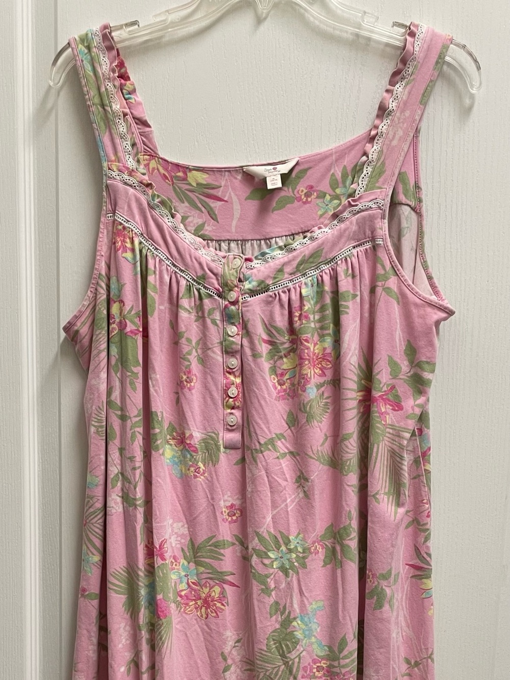 Secret Treasures Pink Floral Lace-Trim Sleeveless Nightgown